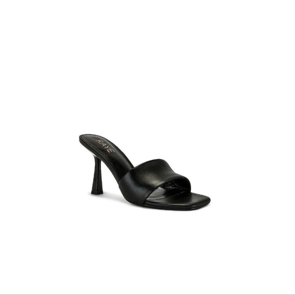 RAYE - ALI HEEL - BLACK LEATHER SLIDES - REVOLVE 9.5